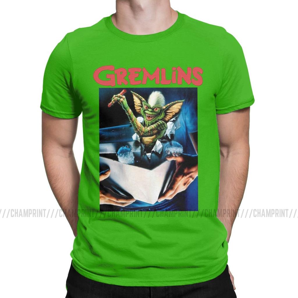 Gremlins Men S T Shirts Gizmo Monster Gremlin 80S Horror Christmas Movie Awesome Tees Round Neck