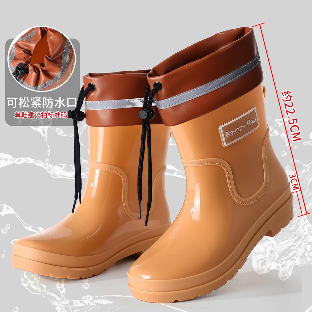 Goodlooking rain shoes women's fashion out short rain boots thicksoled nonslip waterproof shoes
