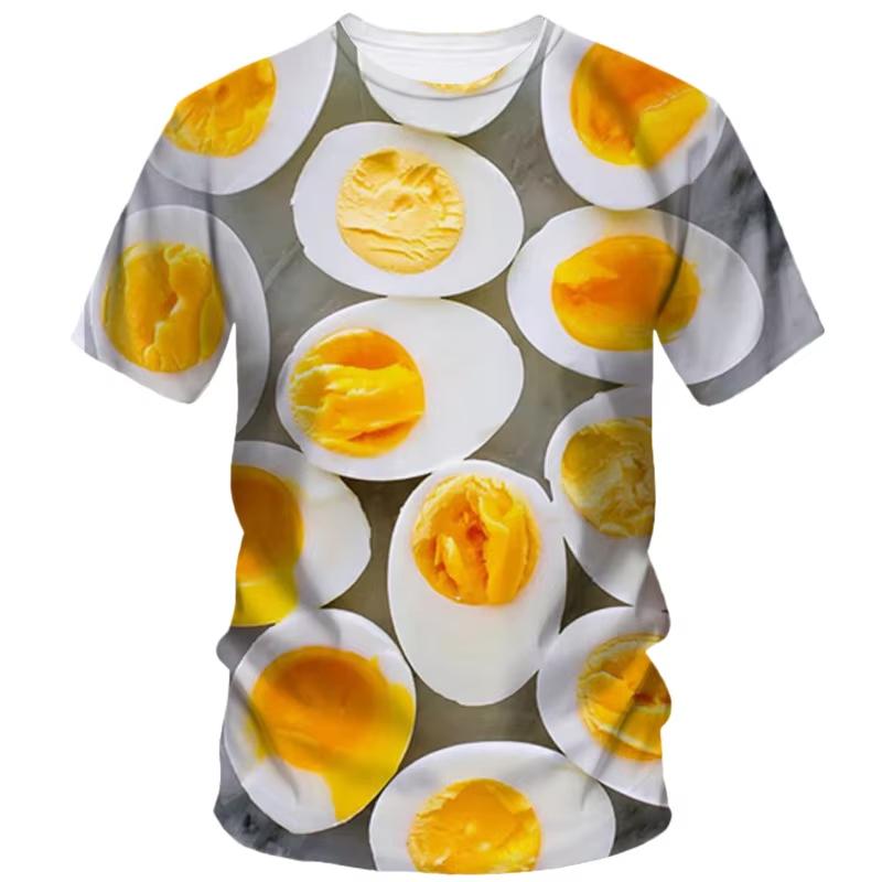 Funny Egg Pattern T-shirts 3D Printing Food Short Sleeve Round Neck Cool Design Men's T-shirts