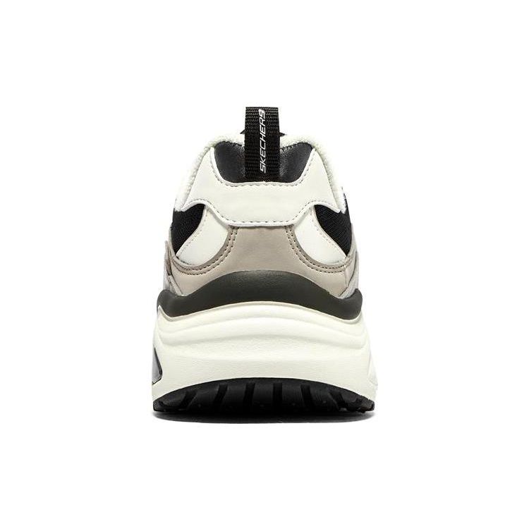 Skechers DLites Wave Ткань Кожа Шнуровка Низкие Папины Кроссовки Женские кроссовки Черный Серый 896175-BKGY