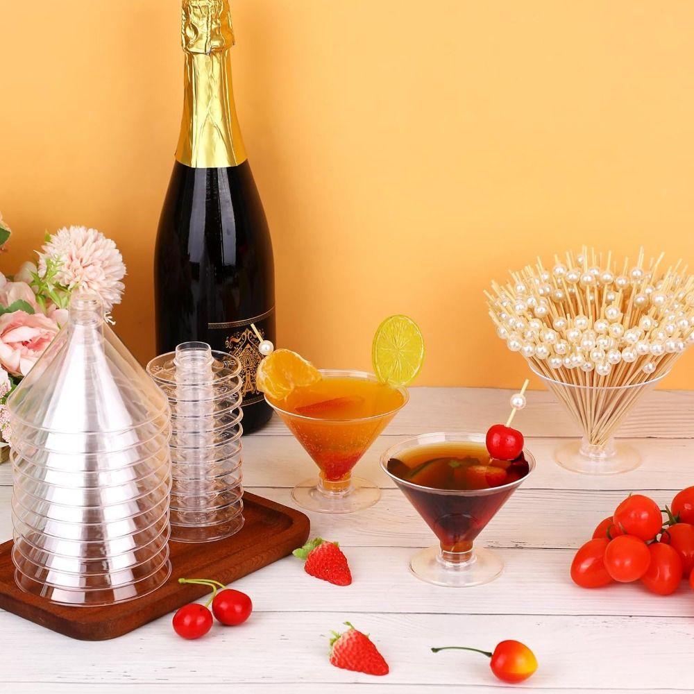 5PCS Disposable Glasses Clear Red Wine Goblet Mousse Cup For Outdoor Party Bar Wedding