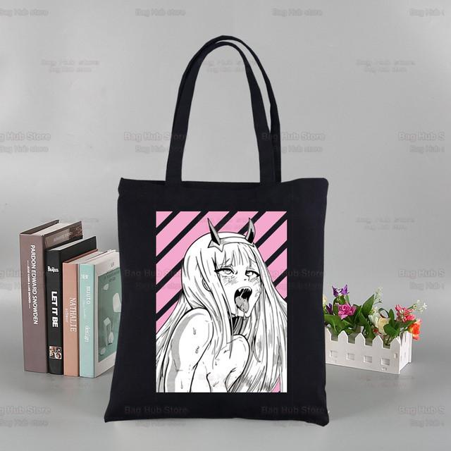 ZERO TWO аниме черные женские сумки холст Darling in the Franxx Tote сумки для покупок многоразовая сумка для покупок эко складная