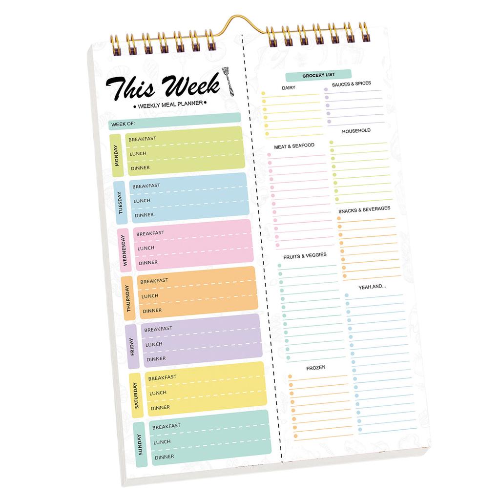 Self Discipline Recipe Daily And Weekly Planner Menu Organizer Spiral Tear Off Schedule Management Notebook