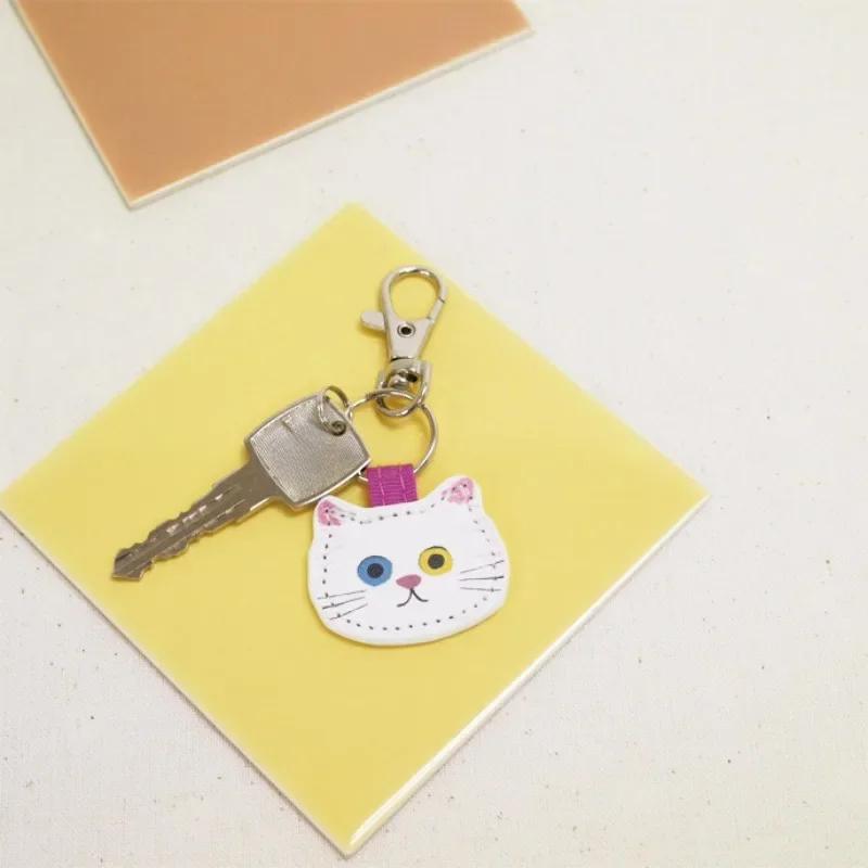 Cute Cartoon Cat Keychains PU Material Lovely Cat Funny Keychain Children Schoolbag Zipper Puller