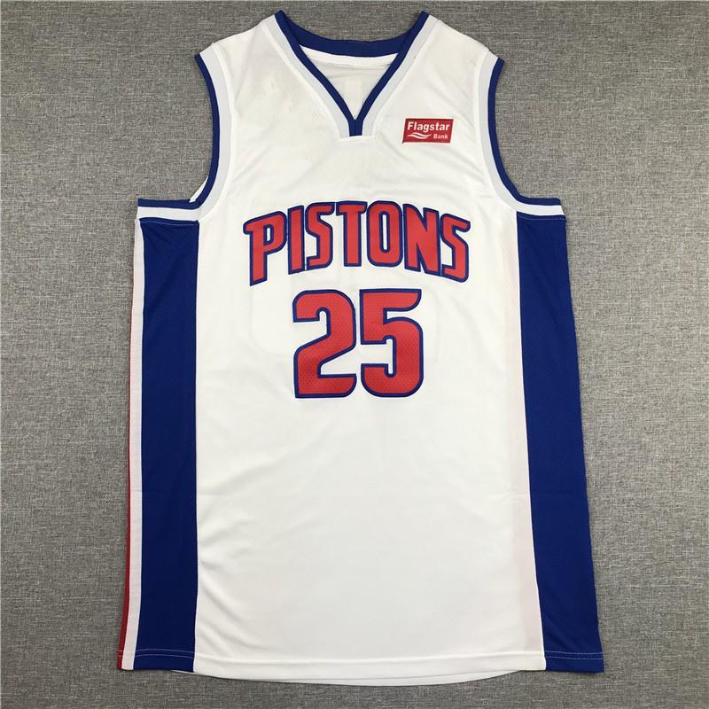 Mens Detroit Pistons Basketball Jersey With Embroidered Name Number - Rose 25 Griffin 33 Drummond 0 Thomas 10 Rodman