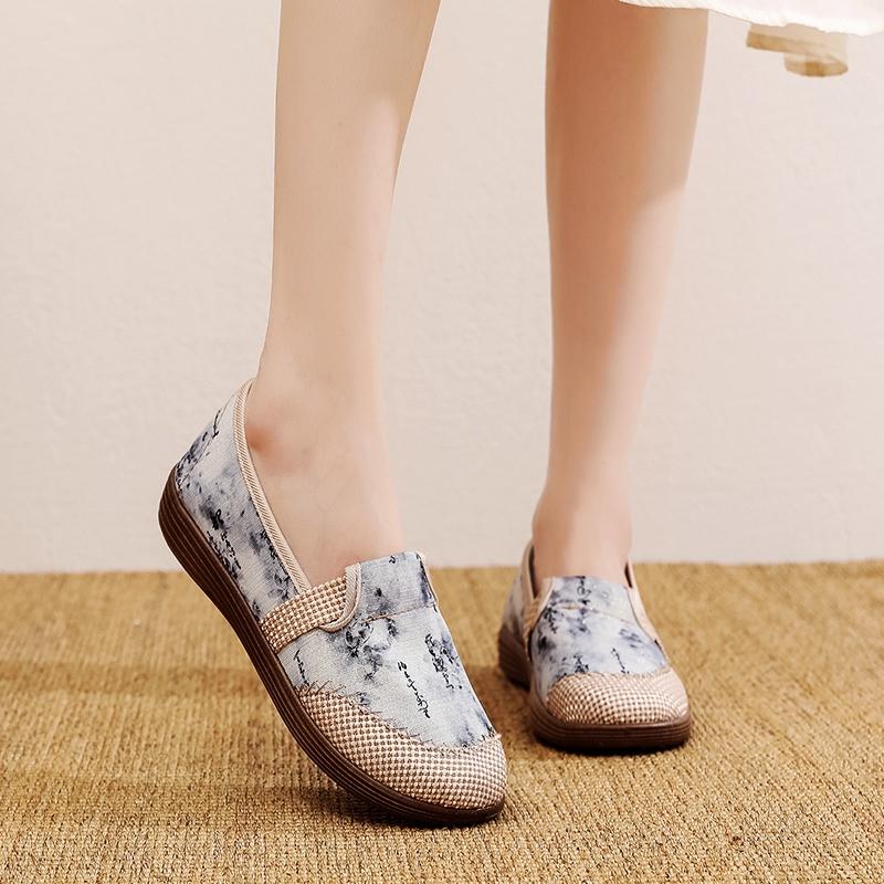 Spring and Autumn new cloth shoes single shoes medium casual canvas shoes cotton mop soft sole