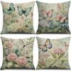 New Spring Flowers Butterfly Pillowcase Nordic Style Linen Pillowcase Sofa Cushion Pillowcase
