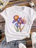 (Asian Size)  Short Sleeve T Shirt Sweet Flower 90s Style Casual Tee Top Fashion Women Clothing Printed O-neck Ladies Female Graphic T-shirts