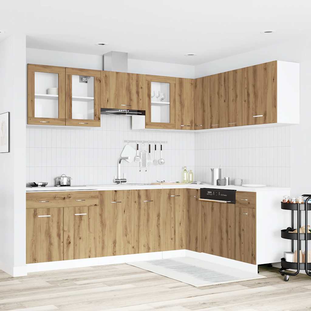 11 Piece Kitchen Cabinet Set Lyon Artisan Oak Wood Based Material