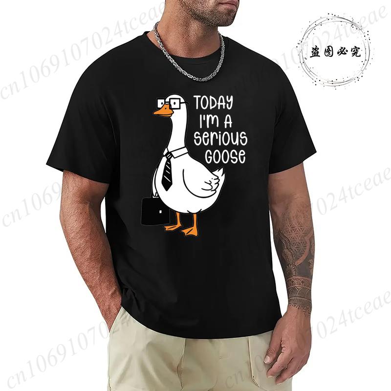 Summer Men's Tee T-shirt with Today I'm A Serious Goose Print T-Shirts Clothing Funny Sarcastic Tops Tees Daily Weekend Gifting