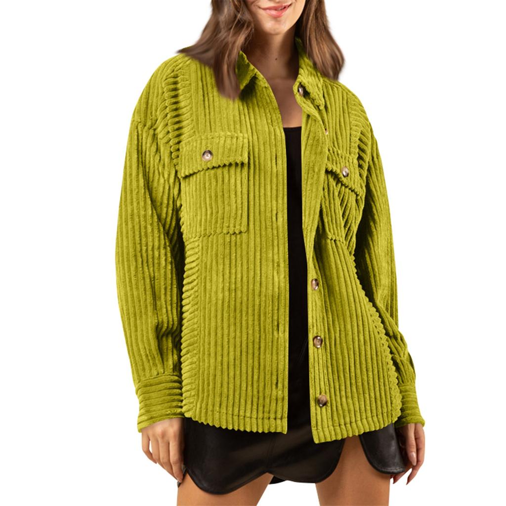 Женская осенне-зимняя однотонная модная полосатая рубашка с большим карманом