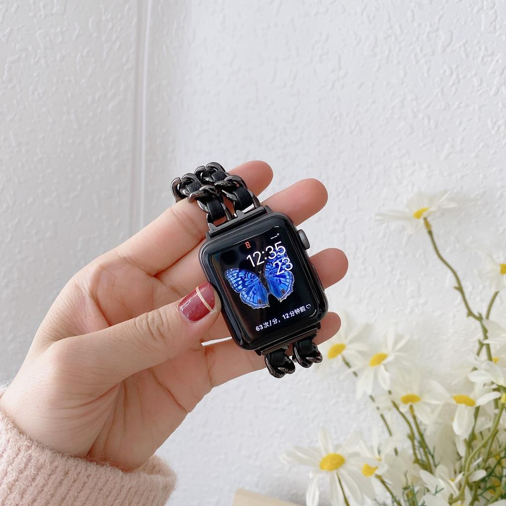 Металлический кожаный ремешок для Apple Watch 49 мм 45 мм 41 мм 44 мм 40 мм 42 мм 36 мм Женский ремешок для часов iWatch Series 10 9 8 7 6 5 4 SE