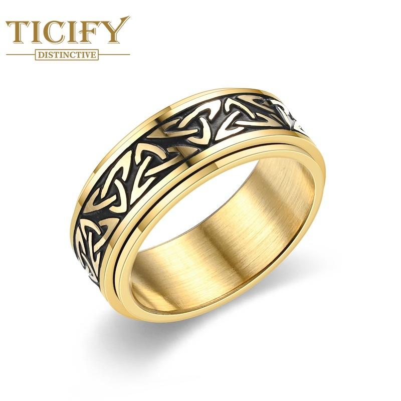 Кольцо из титановой стали Мужское европейское и американское кельтское треугольное декомпрессионное кольцо