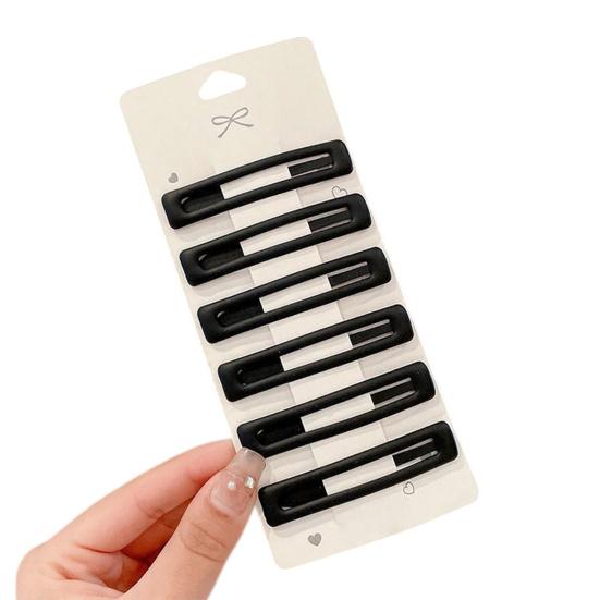 6Pcs Girl Hairpin Matte Color Rectangular Hair Clips Stable Non-Slip BB Clip Face Slimming Versatile Hair Styling