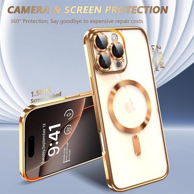 Роскошный прочный магнитный чехол Magsafe для iPhone 16 15 14 13 12 11 Pro Max Plus с покрытием из силикона, прозрачный, мягкий, тонкий чехол