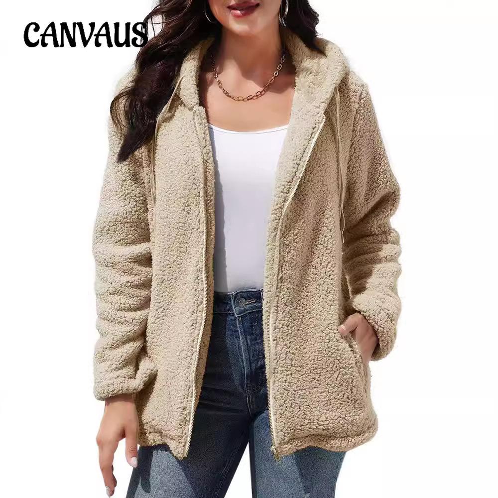 Autumn and Winter Women's Plus Size Fur Coat Loose Casual Double-sided Velvet Hooded Short Jacket