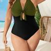 1011 European and American new large-size one-piece swimsuit splicing tight-fitting gathering white large-size swimsuit