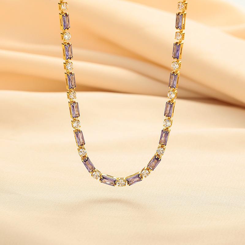 Purple crystal necklace, women's luxury jewelry