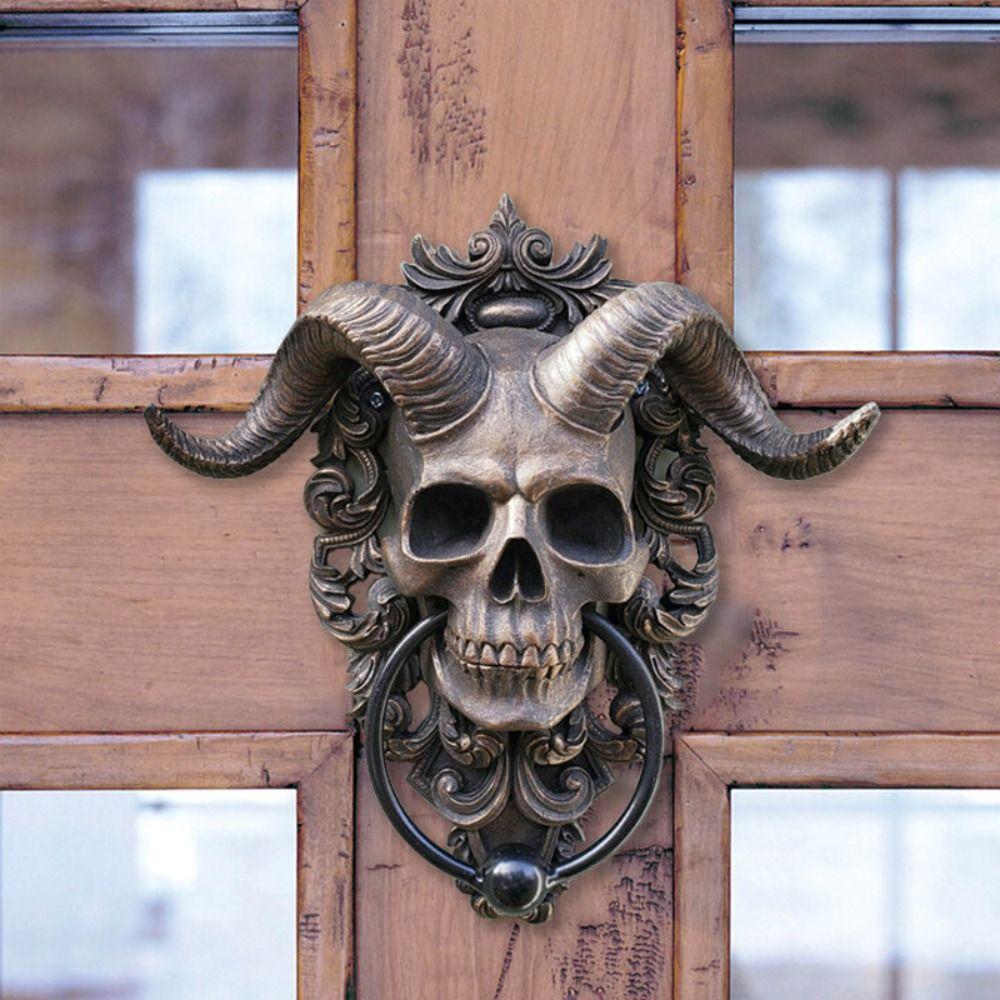 Punk Skull Door Knocker Sheep Head Devil Head Knocker Gothic Satan Door Hanging  Door Buckle