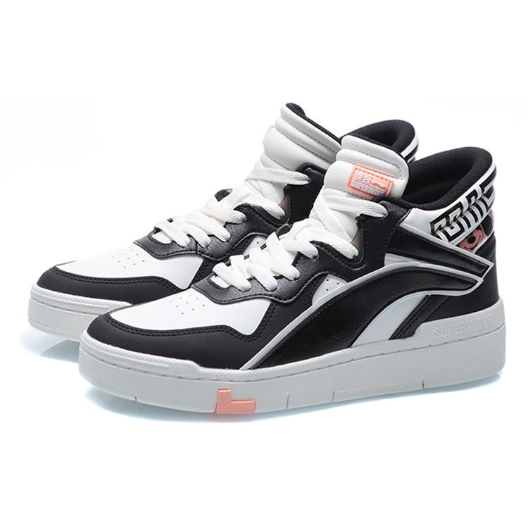 Disney x Li Ning Wave Superwave Mid Повседневные кроссовки на средней платформе для скейтбординга Женские Черно-белые AGCQ238-2