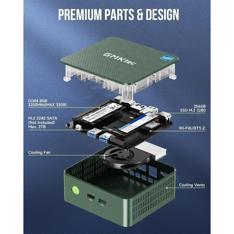 Мини-ПК GMKTec G3 plus N150 Barebone Windows 11 pro 8 ГБ DDR4 256 ГБ NVMe SSD WiFi 6 BT 5.2 Двойной экран Дисплей Офисный компьютер