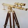 Brass Double Barrel Telescope Navy Brass with Tripod Stand Beautiful Gift Item
