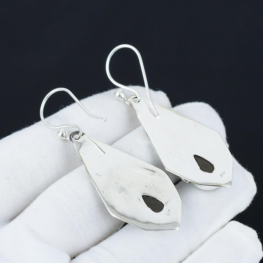 Natural Abalone Shell Gemstone Earrings, 925 Sterling Silver Earring, Handmade Boho Silver Jewelry Dangle Earrings, Birthday Gifts