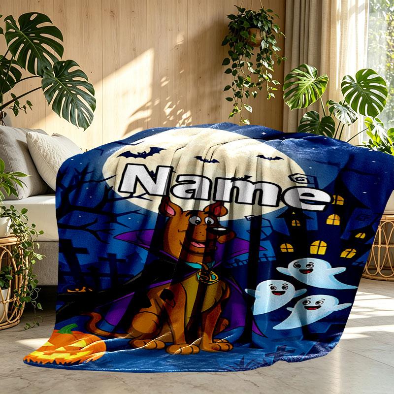 Custom Name Personalized Scooby Print Blanket, Home Decor, Bedroom, Sofa, Camping, Couch, Gifts for Birthday Christmas