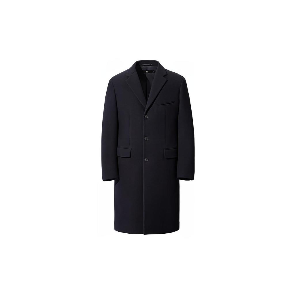 Uniqlo Jil Sander + J Серия совместных разработок Однобортный шерстяной смесовый костюмный пиджак средней длины Мужские пальто Темно-синий 432642-69