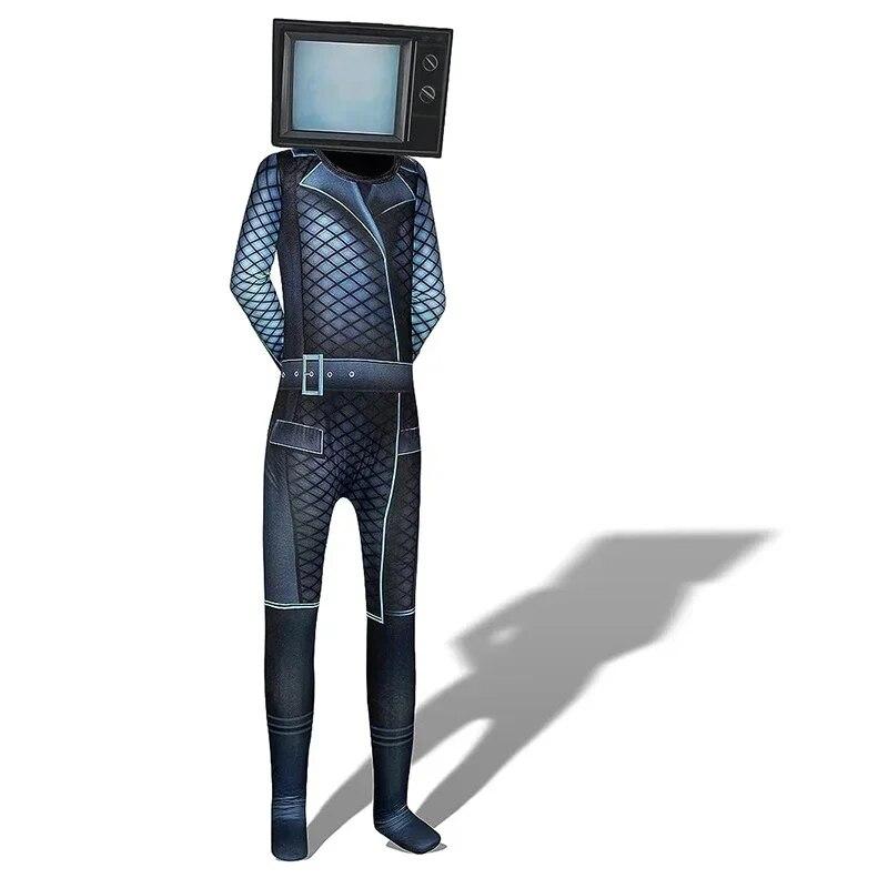 Skibidi Туалетный Костюм Игра Косплей Динамик Человек ТВ Человек Боди Комбинезон Маска Косплей Костюмы на Хэллоуин для Мужчин Детей