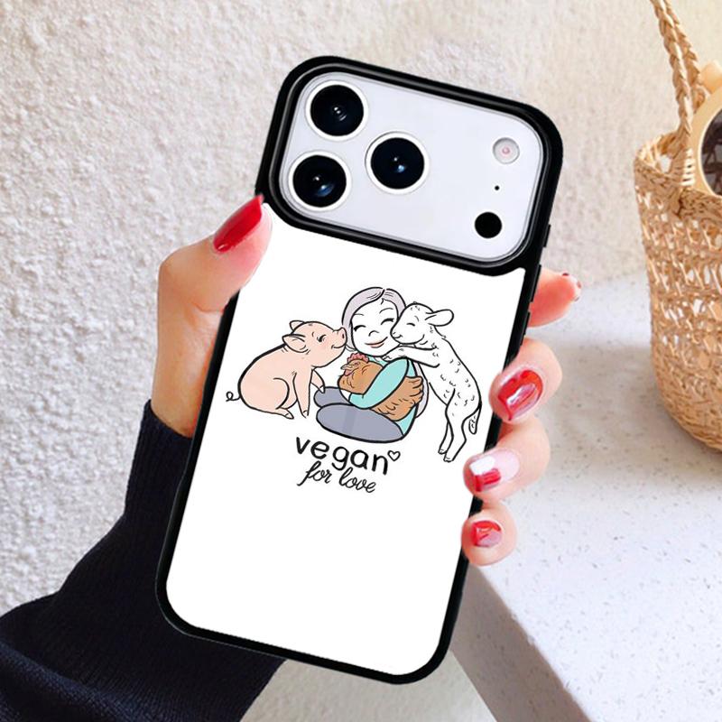 ВЕГАНСКИЕ ЦИТАТЫ Кролик ЛЮБОВЬ ОВОЩИ Чехол для телефона Для iPhone 17 Air 16 15 14 13 12 11 Pro Max Plus