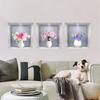 3Pcs 3D Flower Vase Vinyl Stickers Living Room Wall Art Decals Decor 30x30cm