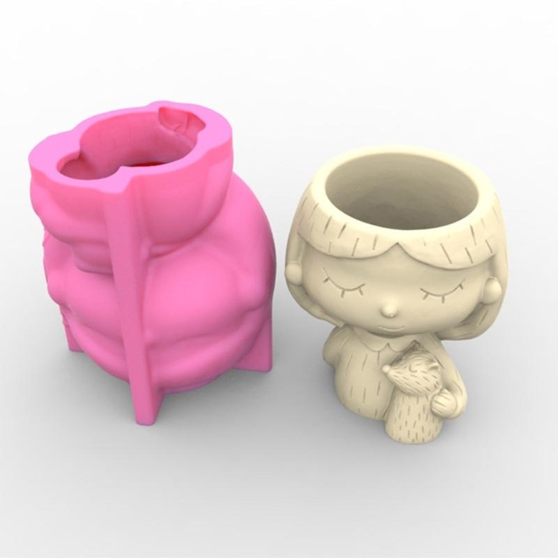 1/2Head-Planter силиконовая форма лицо цветочный горшок бетонная форма лицо статуэтка кашпо лицо ваза для цветов эпоксидная литейная форма