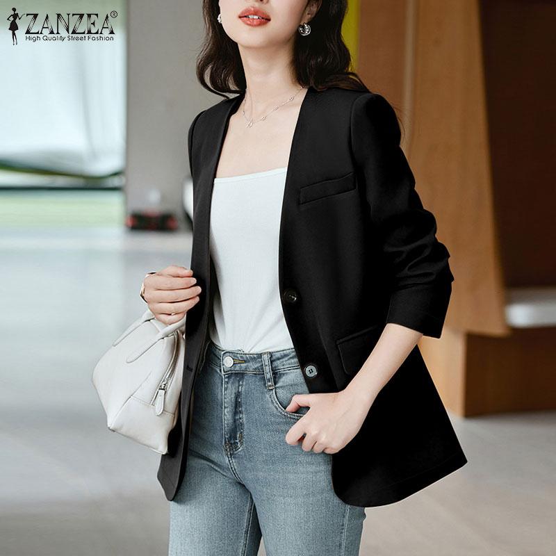 ZANZEA Женский повседневный кардиган с V-образным вырезом и длинным рукавом, тонкая верхняя одежда