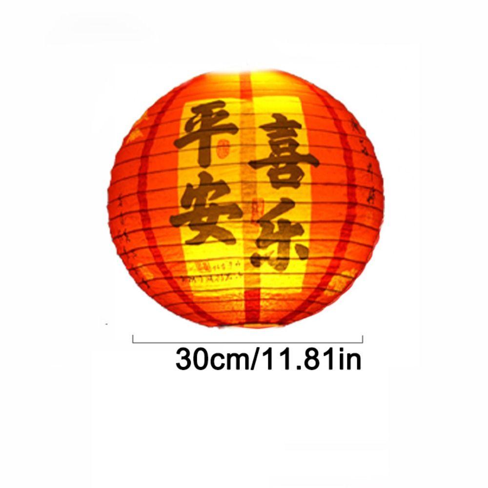 Portable Round Festival Lantern 30CM Mid Autumn Chinese Style Lantern Good Luck Decoration Hanging Paper Lamp Festival