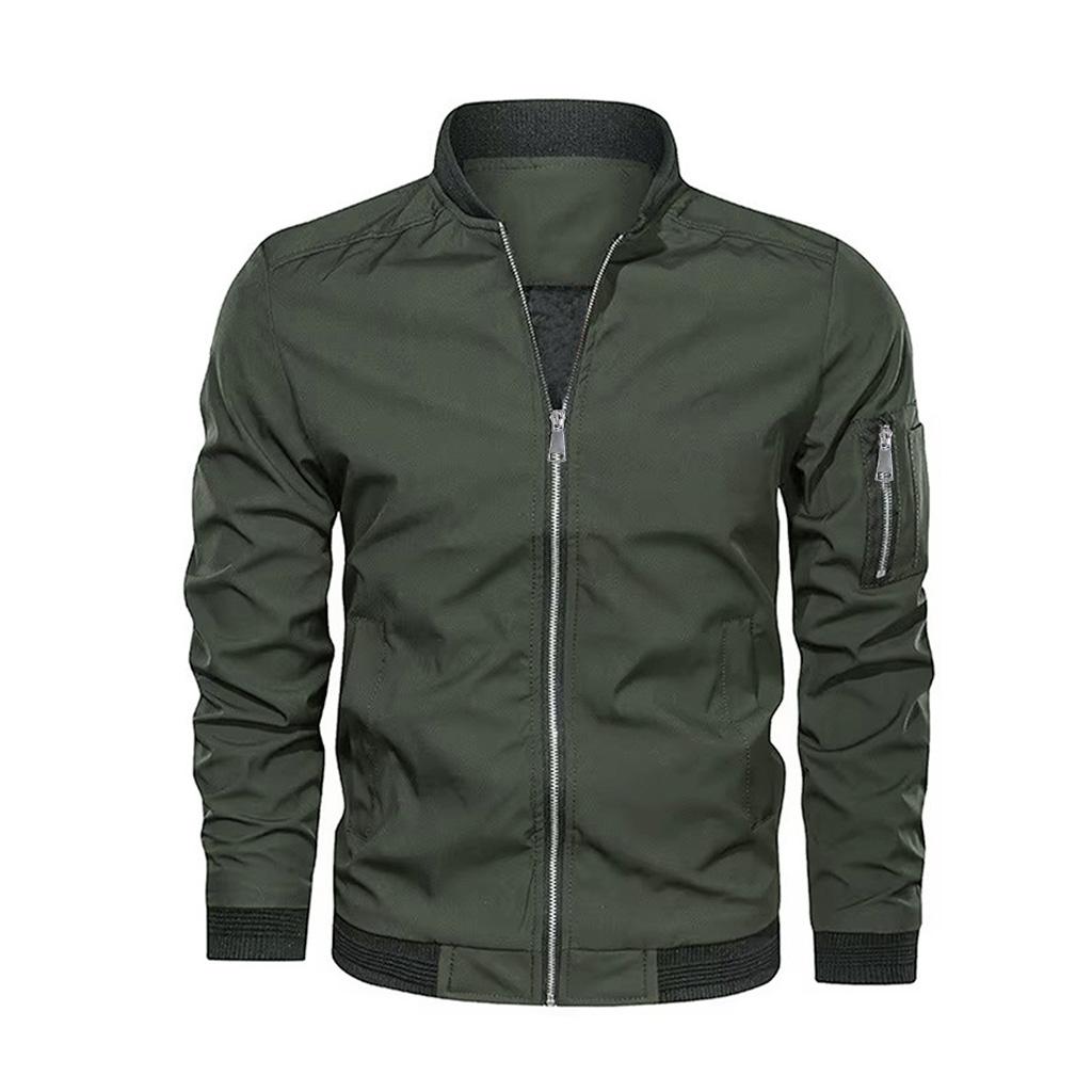 Мужские куртки, осенняя куртка-бомбер для мужчин, уличная бейсбольная куртка с воротником-стойкой, тонкая куртка на молнии для активного отдыха, мужское пальто