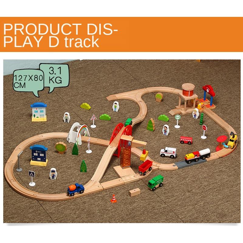 Wooden Track Collection Big Scene Crane Cargo Transport Assembly Accessories Kids Toys Compatible Wooden Over Three Years Old