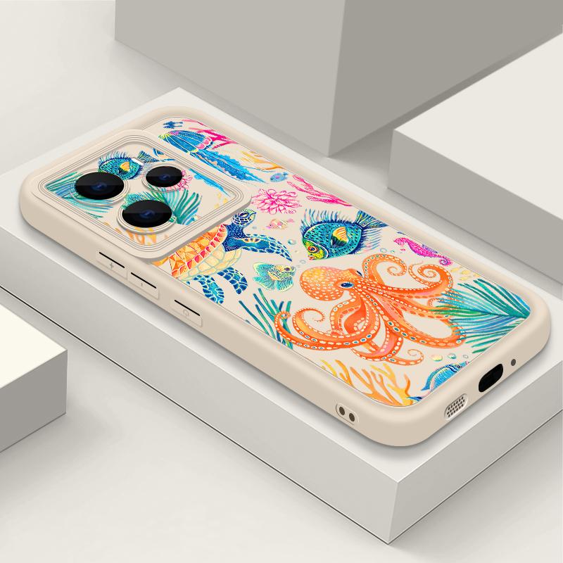 Мягкий ТПУ чехол для телефона для Xiaomi Redmi Note 15 14 13 Pro 4G Для Redmi Note 13 14 Pro Plus 5G Мультяшный Осьминог Силиконовая задняя крышка