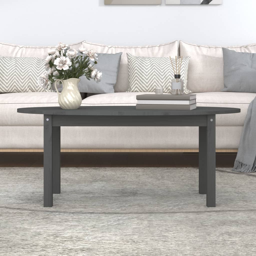 Coffee Table Gray 110x55x45 cm Solid Pine Wood