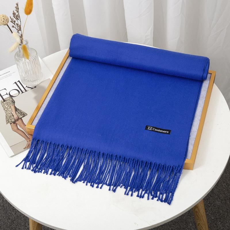 Scarf Women's Winter Monochrome Imitation Cashmere, Warm and Thickened Long Summer New Air-conditioning Fringed Large Shawl