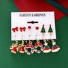 Европейско-американский набор рождественских серег - 6 штук: Дизайны «Дерево, Колокольчик и Бант»