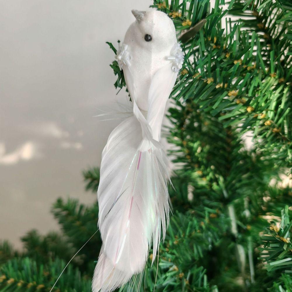 4 Pcs Cute With Clip Christmas Feather Bird Handmade Sparkling Simulation Bird Vivid Colorful Bird Ornaments Xmas Tree Decor