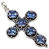 Pendant Swiss Blue Quartz Gemstone Mother'Day Gift Silver Jewelry 2.75"