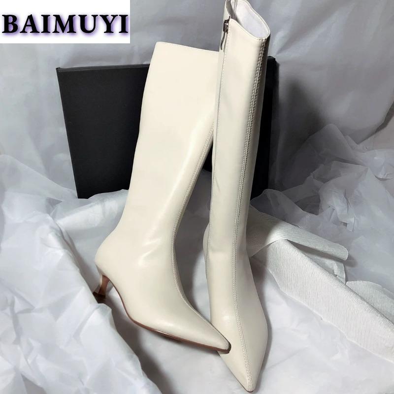 Модные женские высокие сапоги челси с острым носком на высоком каблуке 2024 года трендовые женские готические мягкие кожаные роскошные вечерние зимние снежные ботинки женские