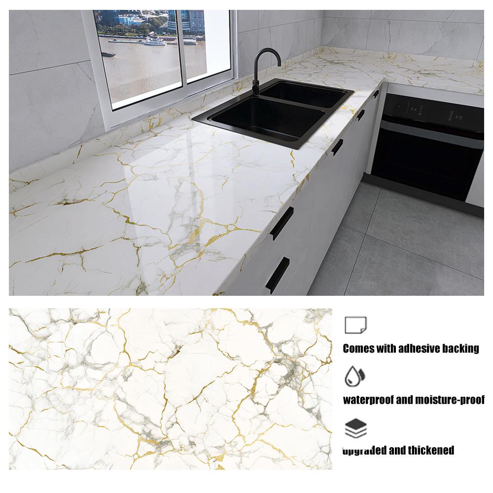 Marble Oil Resistant 40cm Kitchen Sticker Self-adhesive Waterproof Cabinet Stove Top Wallpaper Desktop Bathroom Decoration