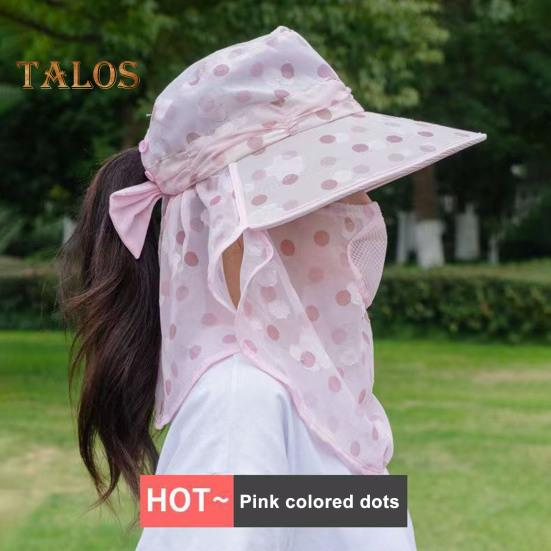 Летняя шляпа от солнца с широкими полями, точечным принтом, дышащими отверстиями, защитой шеи, для путешествий на открытом воздухе, для велоспорта