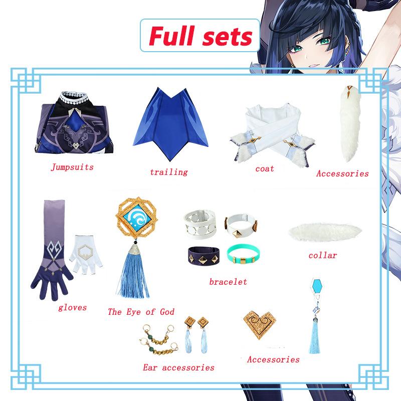 Yelan Cosplay Costume Wig Game   Yelan Cosplay Clothes Ye Lan Liyue Hydro Jumpsuit Wig Halloween Costumes for Women