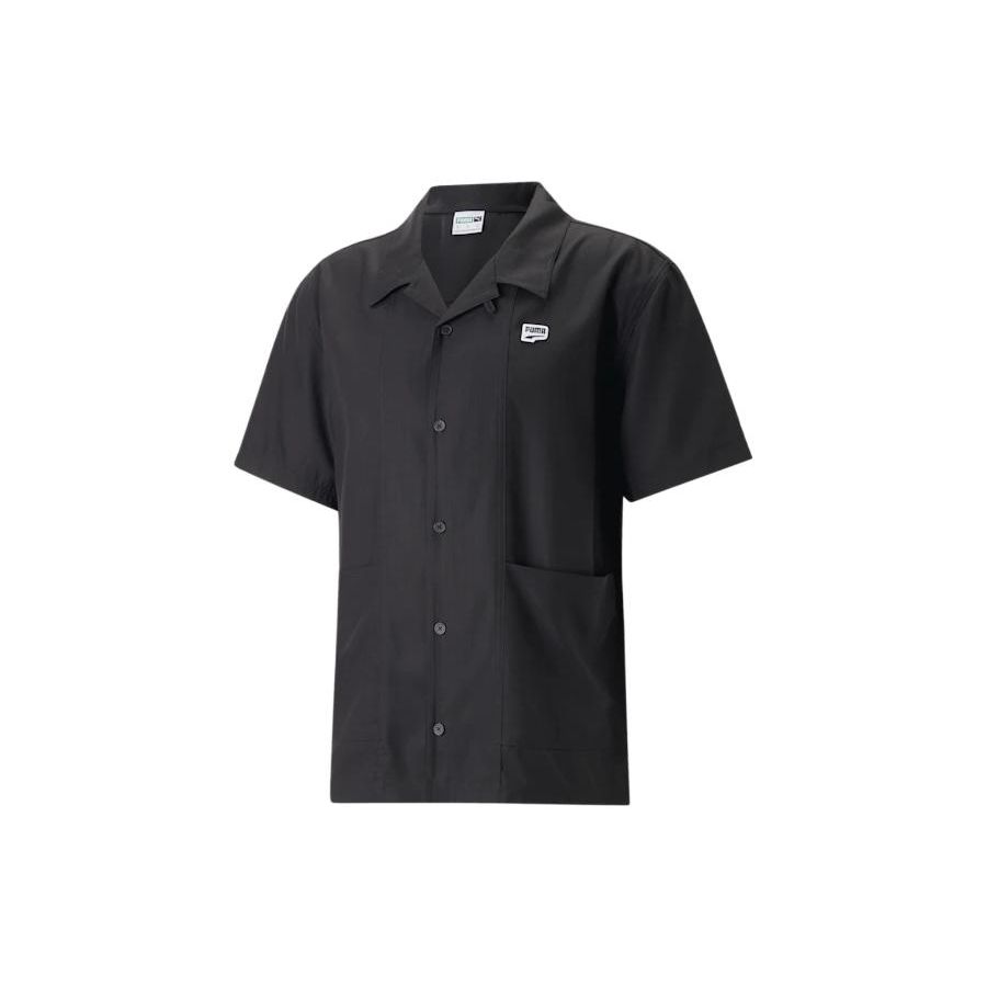 Puma Downtown Series Ss23 однотонная свободная рубашка с коротким рукавом с логотипом, мужские рубашки черного цвета 538255-01