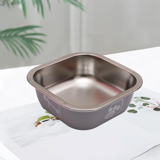 Миска для домашних животных из нержавеющей стали, нескользящая, устойчивая к падению, миска для подачи воды и еды с резиновой основой, устойчивая к укусам