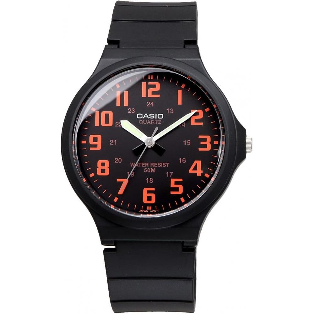 CaSio Men S Analog Quartz Watch Black Orange Mw 240 4bv